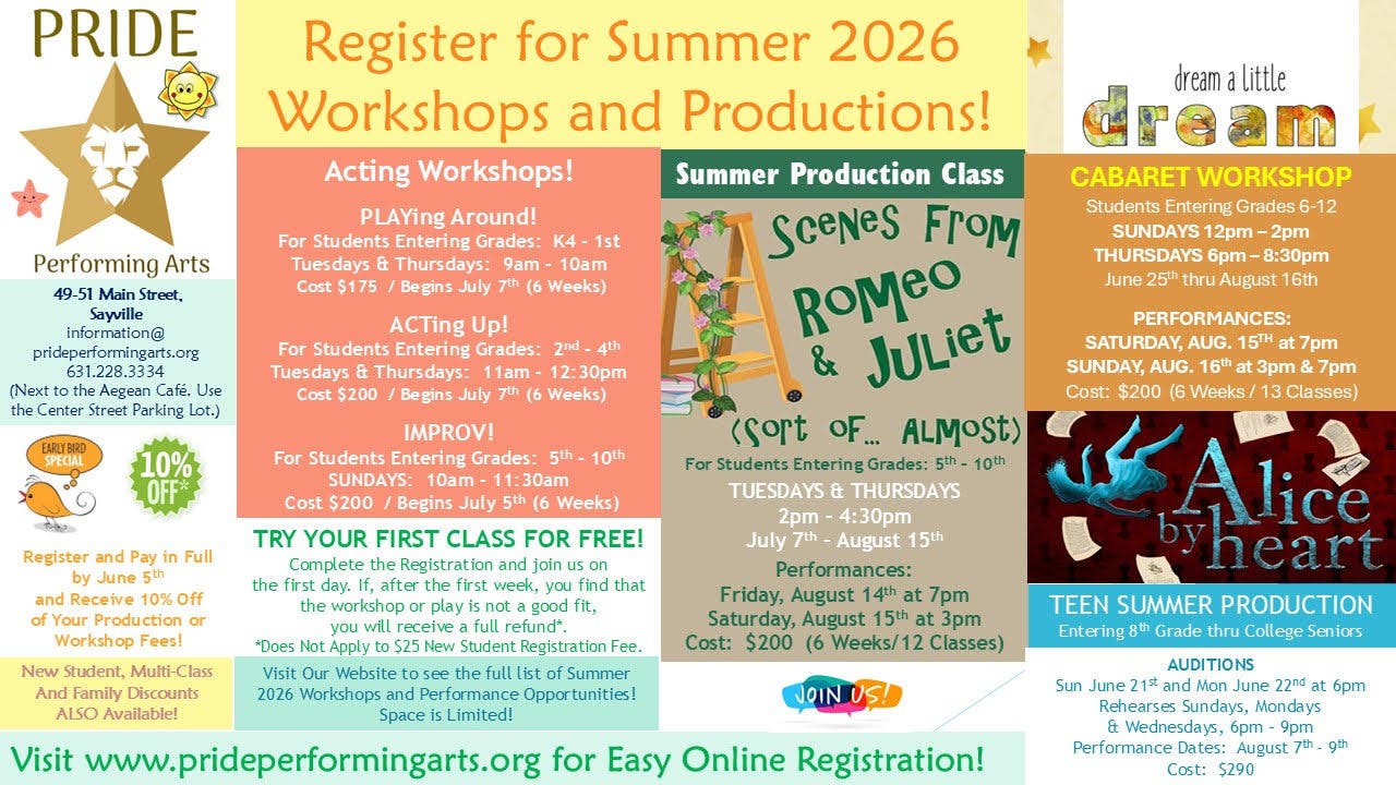 Register for Summer Acting Classes with "Early Bird" Discount!