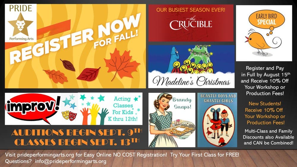 Register for Fall Acting Classes and Shows w/ Early Bird Dicount!