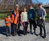 left to right - Ezra and Ronan Roberts, their dad Mike Roberts behind them, Molly and Heather McCarthy, and Richard McGee.