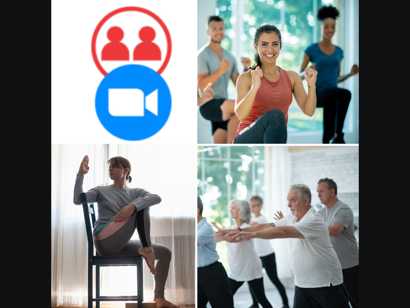 The Library hosts free exercise classes, offered simultaneously in-person or online.