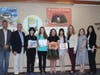 Winners with elected officials (l to r: Councilmember Jonathan Kornreich, Town Clerk Kevin LaValle, Julia Hou, Amelia Grant, Celia Gordon, Caroline Qian, Legislator Kara Hahn, Stephanie Stafford, and Kristine Rasanen.
