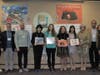 Winners with the family of the late Helen Stein Shack and Library Director (l to r: Karen Reid, Ted Gutmann, Amit Taylor,  Julia Hou, Amelia Grant, Celia Gordon, Caroline Qian, Sherry Cleary, Ed Taylor, and Niva Taylor.)