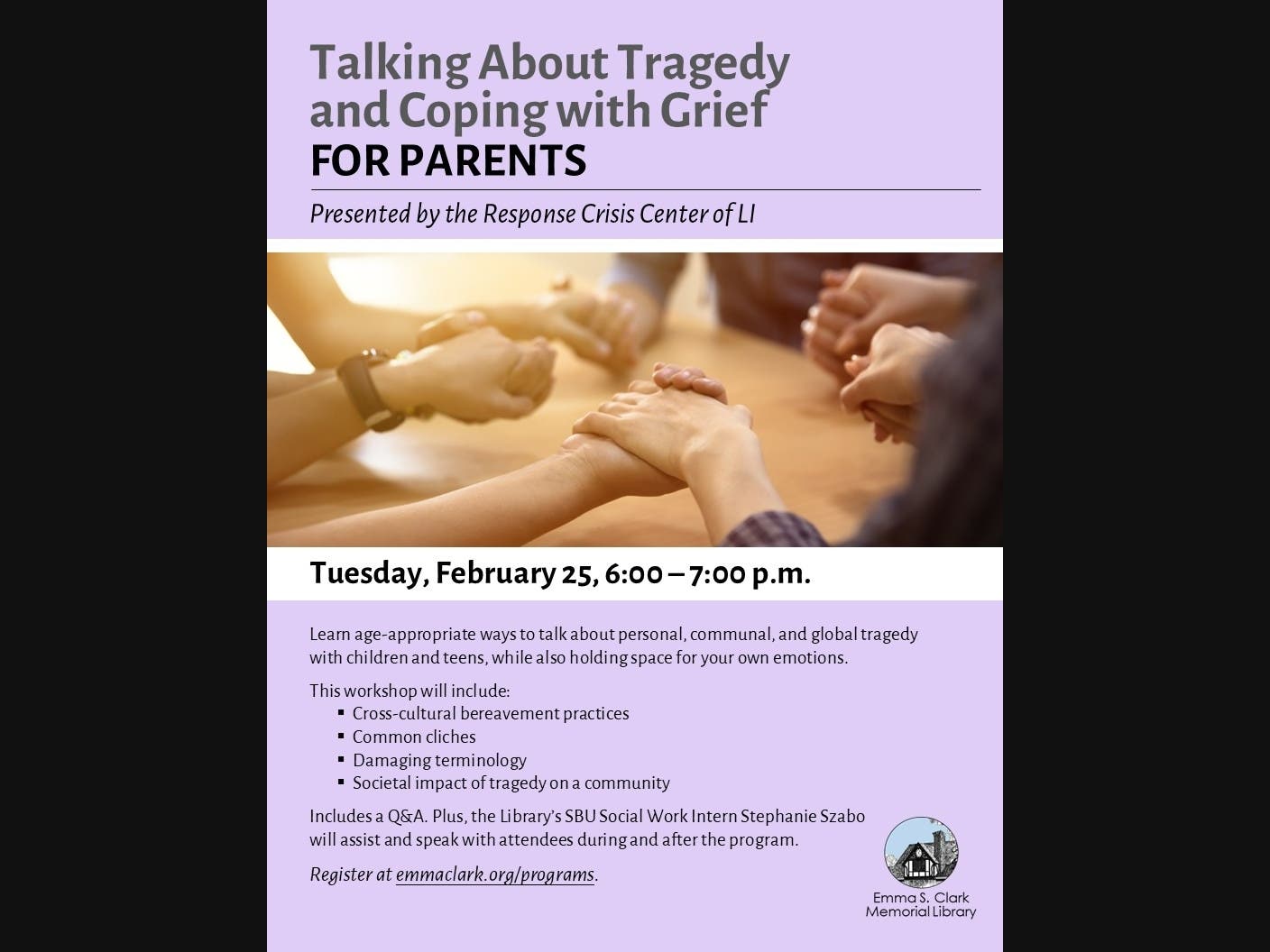Programs on Coping with Grief for the Three Village Community | Three ...