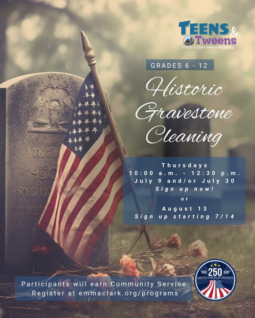 Historical Gravestone Cleaning (Grades 6 – 12)