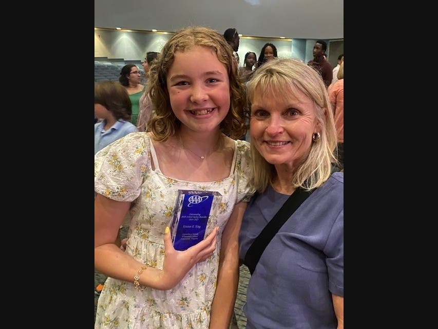 Pictured Left to Right:
Kristen King, AAA Outstanding School Safety Patroller and 
Debbie Rozek, AAA School Safety Patrol Advisor

