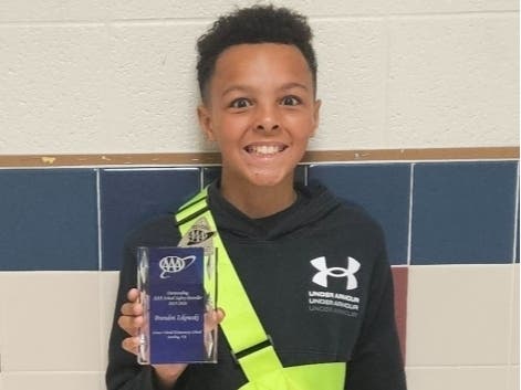 Lowes Island Elementary 5th Grader, Brandon Ickowski, AAA Outstanding School Safety Patroller of the Year.