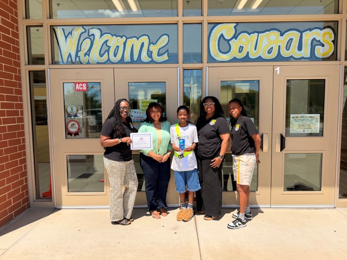 Pictured from left to right: Maryvale Elementary Principal, Olivia K. Bailey; AAA Public and Government Affairs Manager, Ragina Ali; AAA Outstanding School Safety Patroller, Ahmad Ousmane Kano; AAA Safety Patroller Advisors Angela Hebron Toni Warren