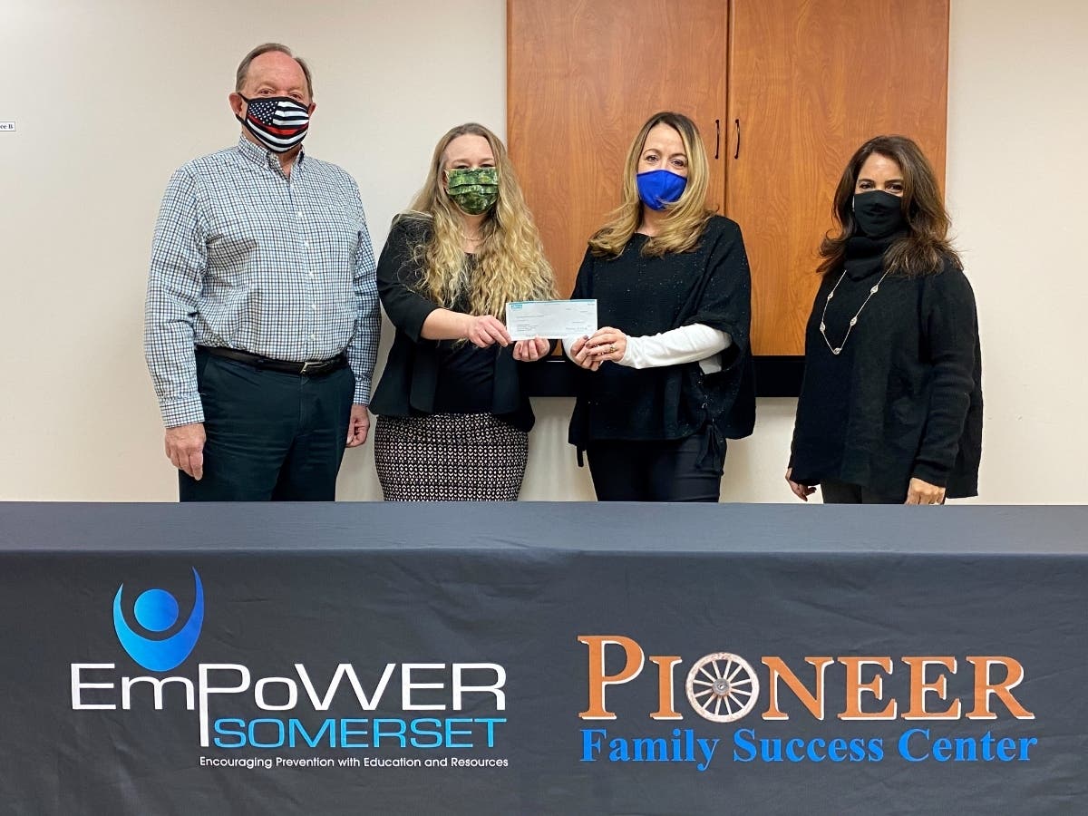 Pictured (from left) are Phil Decker, EmPoWER Somerset President; Brenda Esler, EmPoWER Somerset Executive Director; Wendy Ewen, Unity Bank Area Manager; and Jessica Dale, Pioneer FSC Community Relations and Volunteer Coordinator.