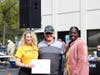 Pictured (from left) are Tracy Tortorello of Unity Bank, Best Custom Interior Award winner Doug Lowrie of Milford, and Angela Fields of Family Promise of Hunterdon County.
