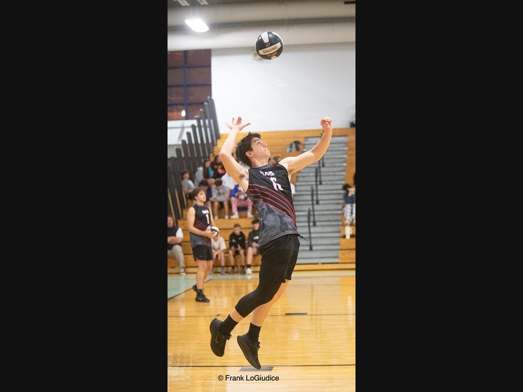 CHS Student-Volleyball Athlete Jacob Tierney Warms Up Prior To The Start Of The CHS-Masuk Game On 6-9-23