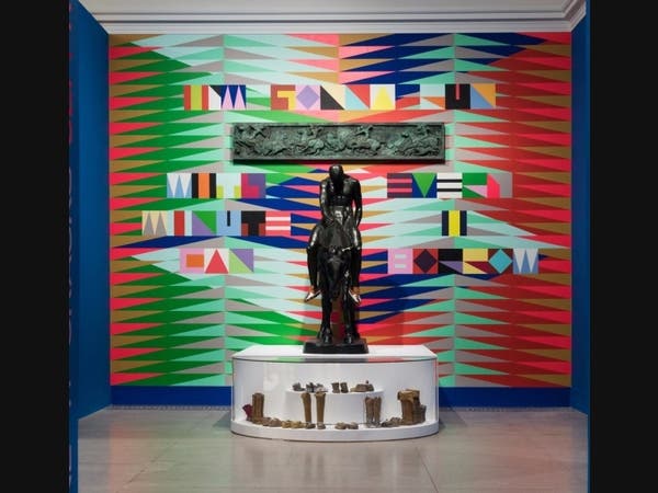 Jeffrey Gibson (Choctaw/Cherokee, born 1972). Installation view, Jeffrey Gibson: When Fire Is Applied to a Stone It Cracks.