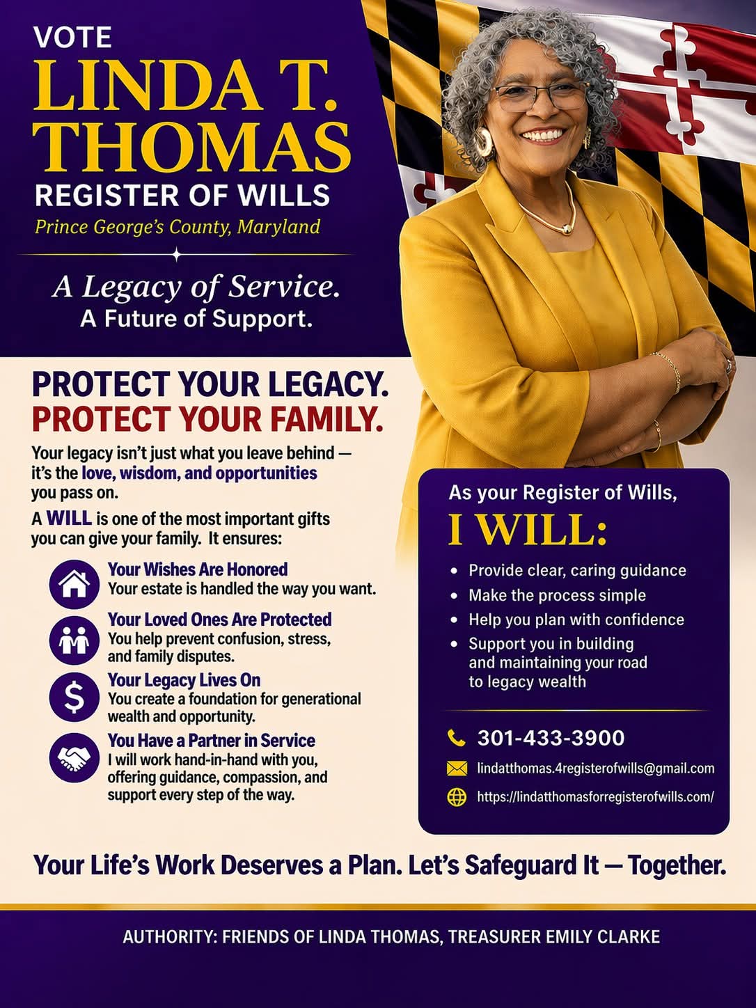 Linda Thornton Thomas announces candidacy for Register of Wills in Prince George's County, Maryland