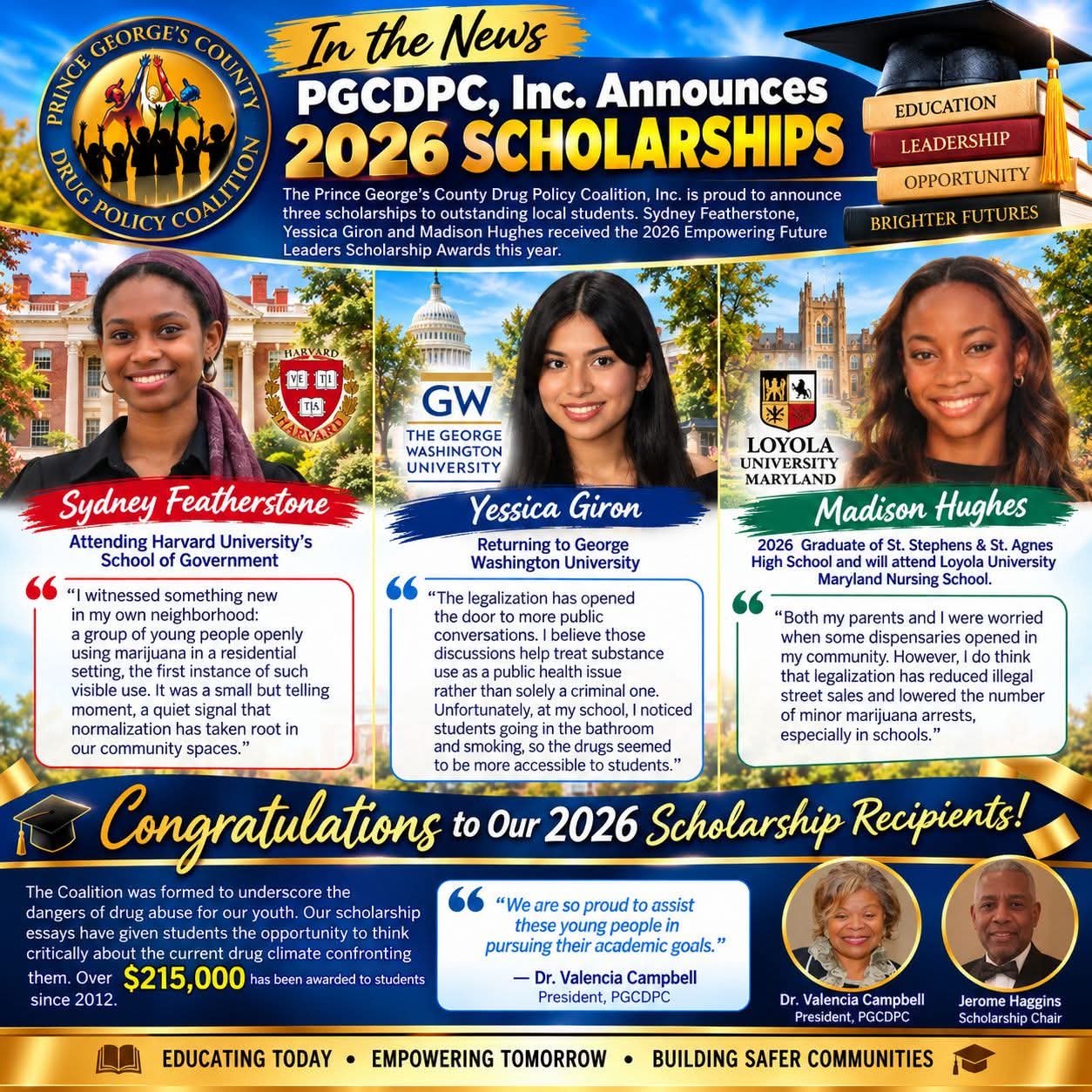 The Prince Georgeโs County Drug Policy Coalition, Inc. Celebrates 2026 Scholarship Recipients