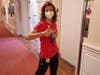 Brittany Munch, Director of Nursing for King-Bruwaert House, offers a thumbs up after taking the vaccine.