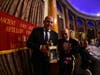 (Mr. Zrinko Petener, National Security Adviser (left) receives replica of Old North Church Lantern on behalf of the President of the Republic of Croatia, Kilonda Grabar-Kitarovic from Captain Nicholas Scharizzi (right). Hotel Esplanade. Zagreb, Croatia. )