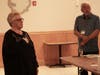 Sandra takes her pledge while officer Jim observes