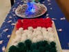 Talented member, Carolyn, make little hat ornaments in the Italian flag colors.