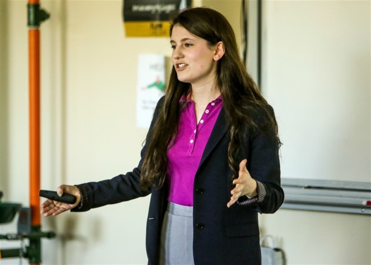 Amelia Wyckoff giving her Senior Classical Scholars presentation at St. Luke's