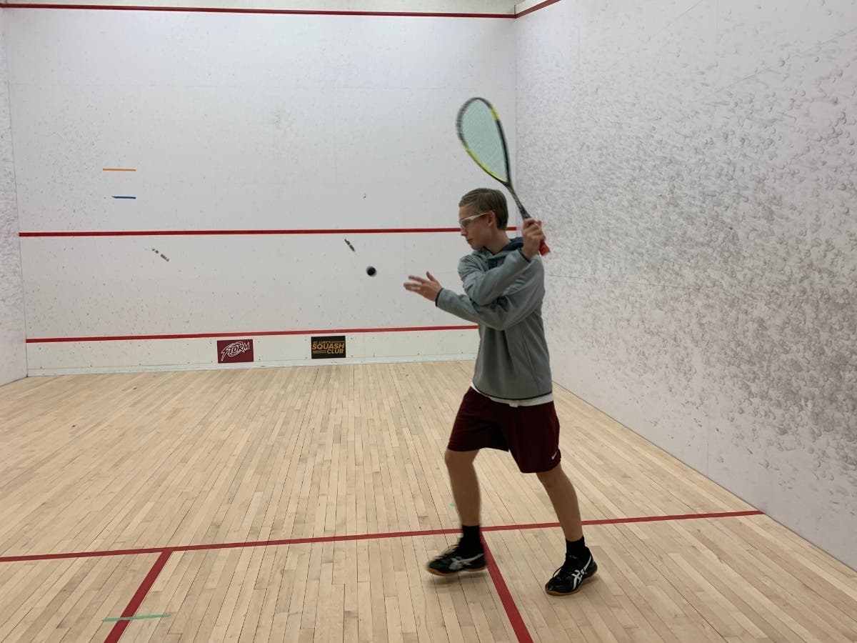 St. Luke's Squash Junior Liam Patty in action for the Storm