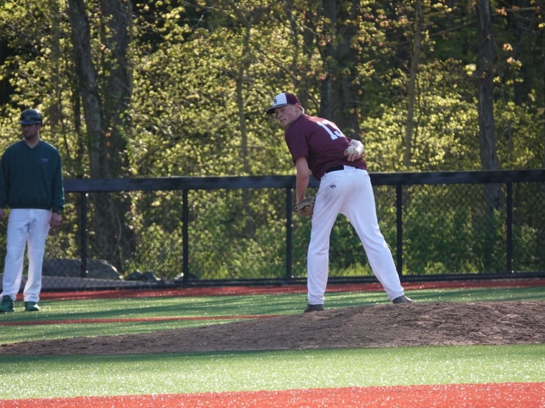 St. Luke's Varsity Baseball captain Lewis Cropper '21 on the mound