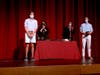 Peter Lewis ‘24 of Bedford (L) and George Foster ‘23 of Darien (R) receive the Fancher Award during St. Luke's School's Upper School Awards Ceremony.