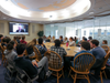 St. Luke's Upper School students fill the school's Global Classroom to talk about the war in Ukraine with Col. Robert Peters, former U.S. Office of Defense Cooperation Chief in the U.S. Embassy in Kyiv.