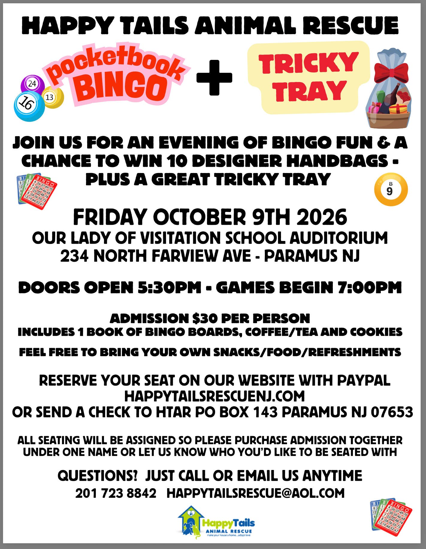 Happy Tails Animal Rescue Pocketbook Bingo + Tricky Tray