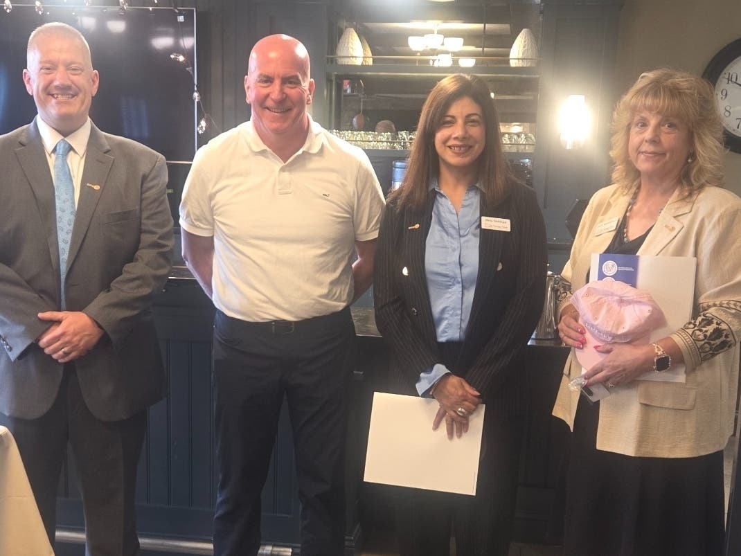 Photo left-right
Marc Skorupski, Sernior Vice President, Branch Administration and former Wakefield Rotarian Bruce Donovan, Bina Siddiqui, and Julie MacArthur