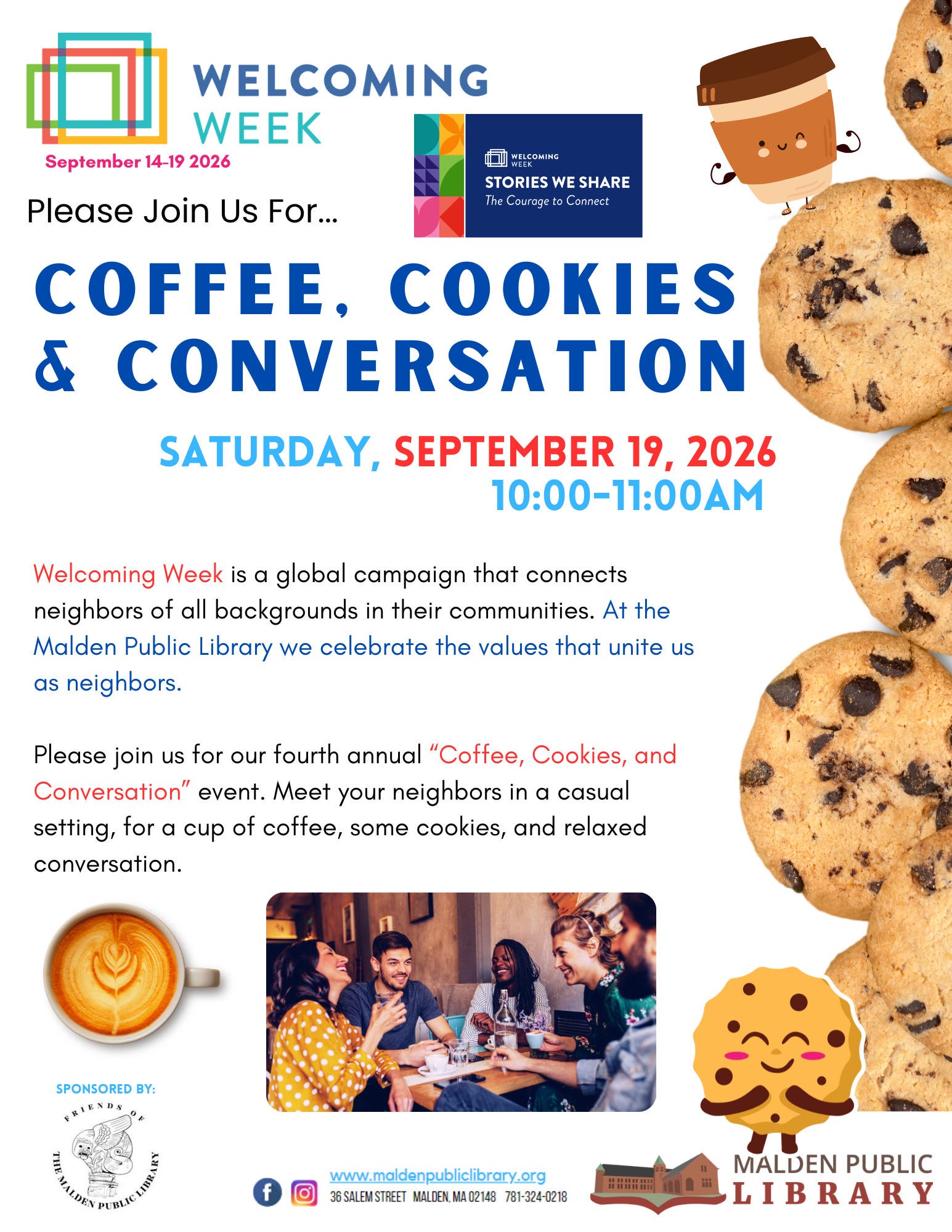 Welcoming Week: 4th Annual Coffee, Cookies & Conversation At The Malden Public Library