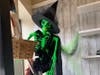 A green witch perches over customers at Jayne Boutique.