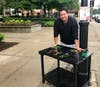 Kevin Miller with the Park District of La Grange, the presenting sponsor, was the artist for their party cart titled "Tropical Nights."