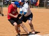 Meet the Mayor!, Kids and Kubs third baseman Mitch Kanaan gets a "close up and personal opportunity to meet St. Petersburg Mayor Rick Kriesman during the annual Mayor's game February 13, 2021 at North Shore Park.