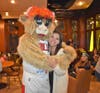 PTO Member Stacy Rubly is happy to take a picture with Gus T. Bull
