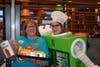 Jackie Kowalewski and Sarah Hundley promote hot apple pies!