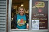 Principal Beth Erbach worked at the drive-thru window    