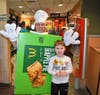 Principal Collins takes a picture with Landon Johnson at McTeacher's Night