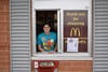 Ashleigh Lewandowski worked the drive-thru window cheerfully!