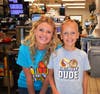 Birthday Boy, Brandon Chudzinski, was so happy to see teacher Claire Robinson at McTeacher's Night.