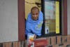 Charles Ridley passed out orders and collected donations at the drive-through window! 