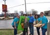 Laylah Castro and Grandpa, Luis Vale are happy to see Principal Erickson and teachers Wolowicz, Leman, and Schnecke