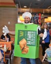 Coach Currey​ wears the pie costume and has a blast​