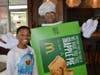 BJ Malcom has a blast seeing Mr. Mehta in a pie box.