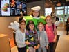 Mia and April Tecuatl, and Mabel and Henry Zielke were very happy to see Music teacher Kunstman dressed as an Apple Pie 