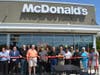 Ribbon cutting at the DeKalb McDonald's at 805 W. Lincoln Highway with Mayor Jerry Smith, The Lardas Family, Community friends, McDonald's Franchise Business Partner, Latherin Thomas, and McDonald's Operations Officer, Marco Acevedo.