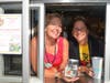 ​Mrs. Cinnamon and Mrs. Dunham work hard at the Drive-Thru.