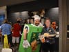 Principal Dawson wears the pie costume while Assistant Principal Moyer sells the pies during McTeacher's Night
