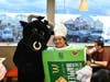 Carolina Arroyave and the school mascot spreading school spirit at McTeacher’s Night! 