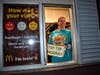 Principal Carol Betzold works the drive-thru at the Plainfield McDonald's during Crystal Lawns McTeacher's Night