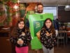 Century Oaks students Jennifer and Lizzy Gutierrez were surprised to see PE teacher Mr. Franklin wearing an Apple Pie costume during McTeacher's Night in Elgin