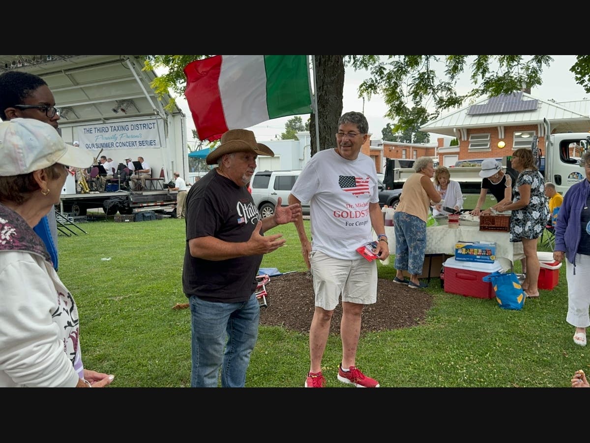 Michael Goldstein campaigns at Norwalk's Calf Pasture Beach for the Republican nomination in the Fourth Congressional District. The primary will be held on Tuesday, August 13.